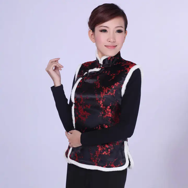 Women's Red Embroidered Waistcoat Vest Autumn Winter Wear - Image 8