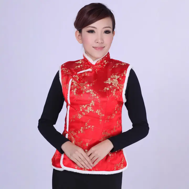 Women's Red Embroidered Waistcoat Vest Autumn Winter Wear - Image 9