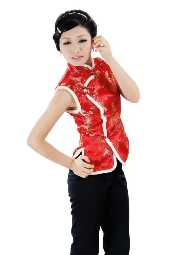 Women's Red Embroidered Waistcoat Vest Autumn Winter Wear — feature 18