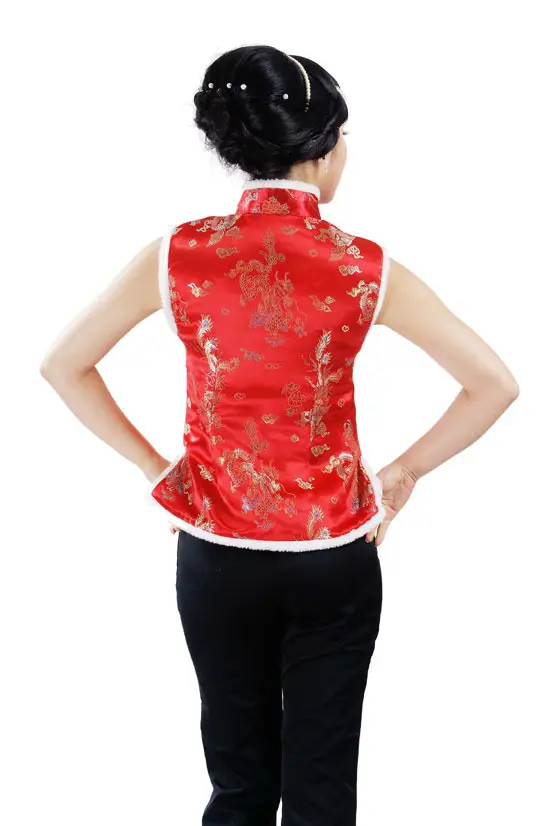 Women's Red Embroidered Waistcoat Vest Autumn Winter Wear — feature 19