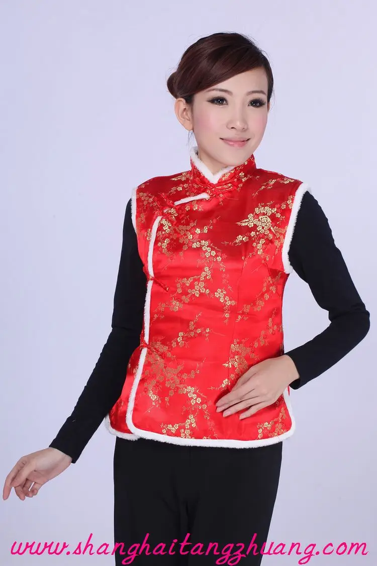 Women's Red Embroidered Waistcoat Vest Autumn Winter Wear — feature 2