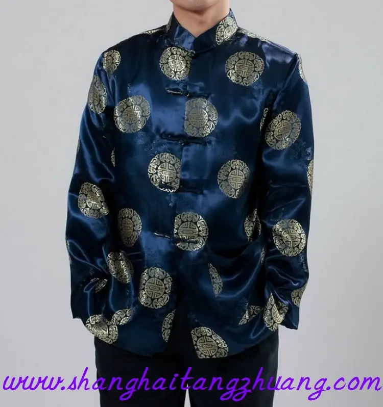 Men's Red Embroidered Tang Suit Coat Long Sleeve — feature 14