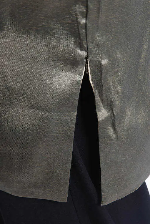 Men's Double Golden Dragon Chinese Tang Suit Silver Gray Long Sleeve — feature 5