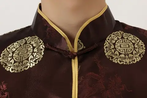 Men's Black Red Circular Chinese Tang Jacket — feature 11