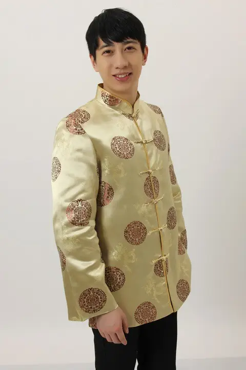 Men's Black Red Circular Chinese Tang Jacket — feature 13