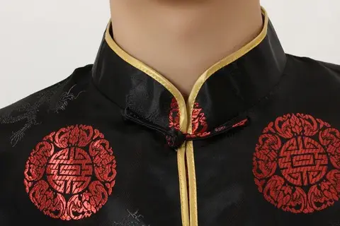 Men's Black Red Circular Chinese Tang Jacket — feature 18