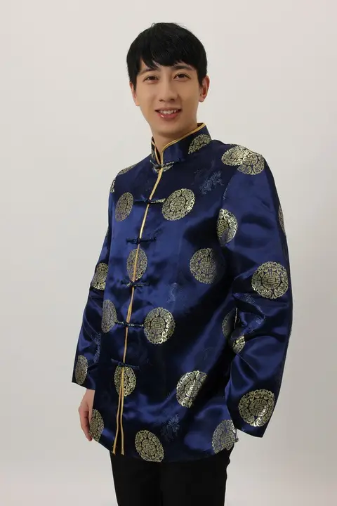Men's Black Red Circular Chinese Tang Jacket — feature 2