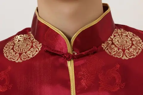 Men's Black Red Circular Chinese Tang Jacket — feature 21