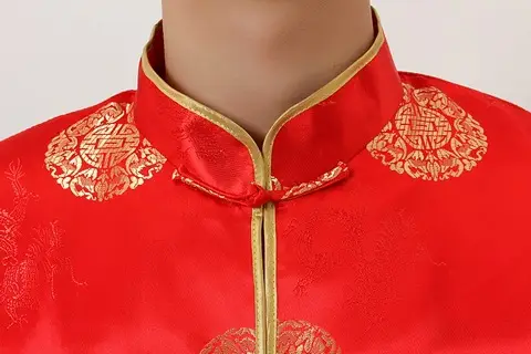 Men's Black Red Circular Chinese Tang Jacket — feature 8