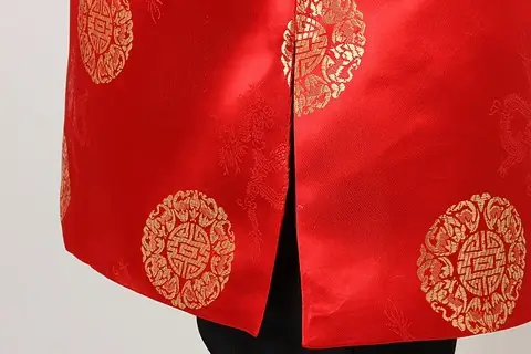 Men's Black Red Circular Chinese Tang Jacket — feature 9
