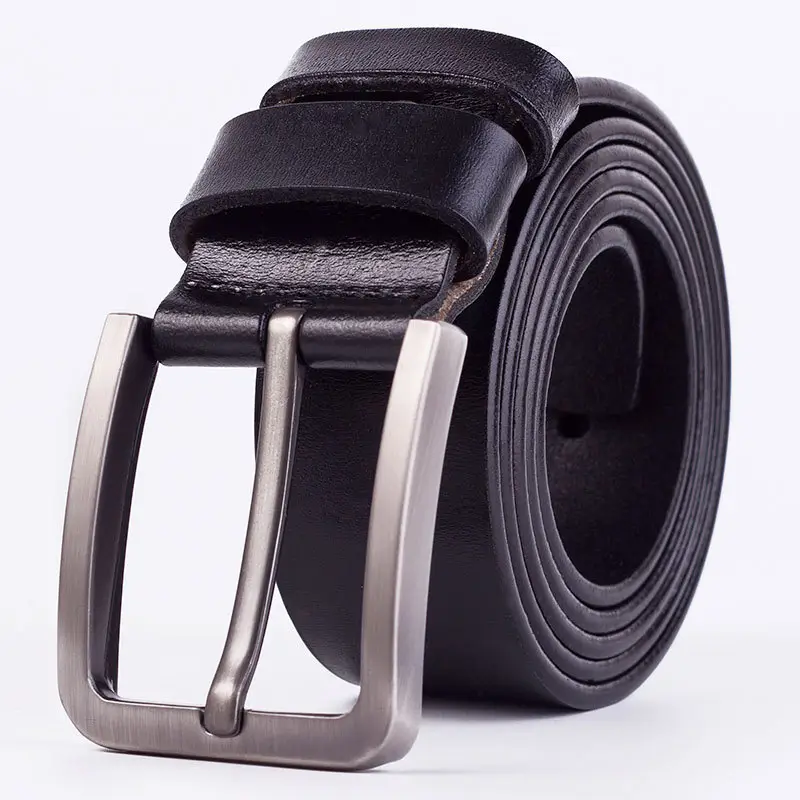 Men's Genuine Leather Belt with Silver Buckle