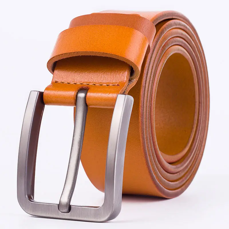 Men's Genuine Leather Belt with Silver Buckle - Image 2