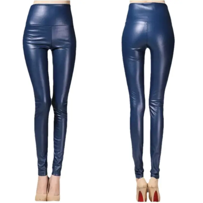Women's High Waist Leather Leggings Large Size Stretch - Image 9