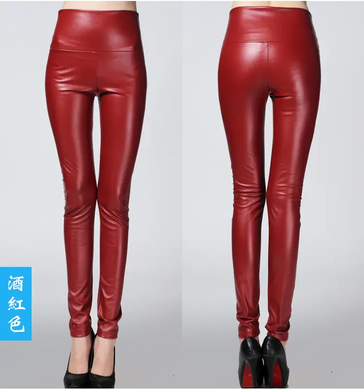 Women's High Waist Leather Leggings Large Size Stretch - Image 2