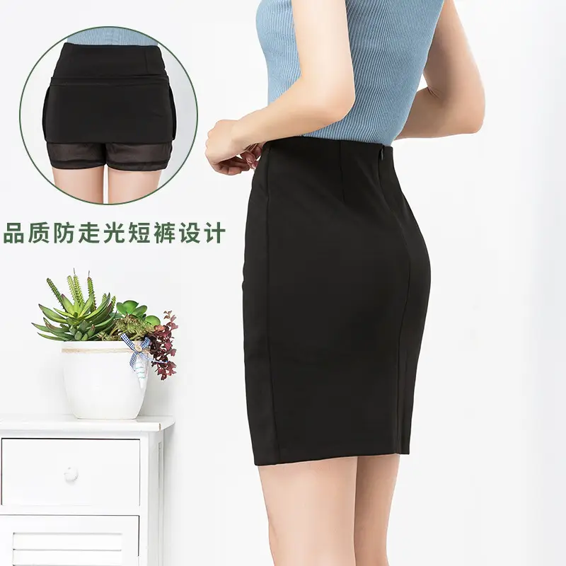 Professional Black Hip Skirt for Women Elastic Fabric - Image 4