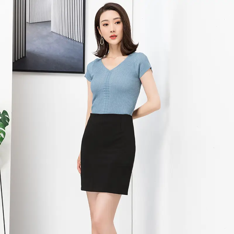 Professional Black Hip Skirt for Women Elastic Fabric - Image 5