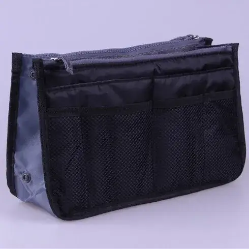 Velvet Double Zip Cosmetic Bag Blue Portable Storage - Image 5