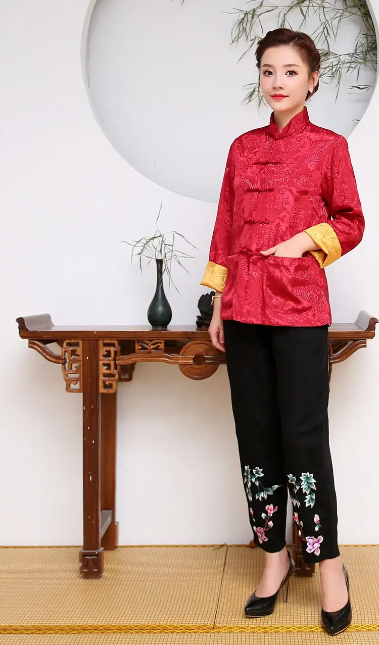 Men's Red & Gold Embroidered Silk Jacket Chinese Tang Suit — feature 24