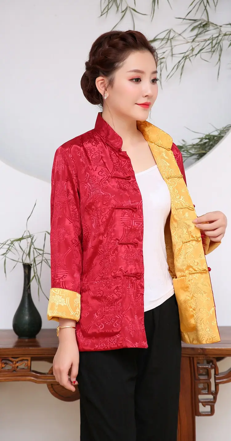 Men's Red & Gold Embroidered Silk Jacket Chinese Tang Suit — feature 28