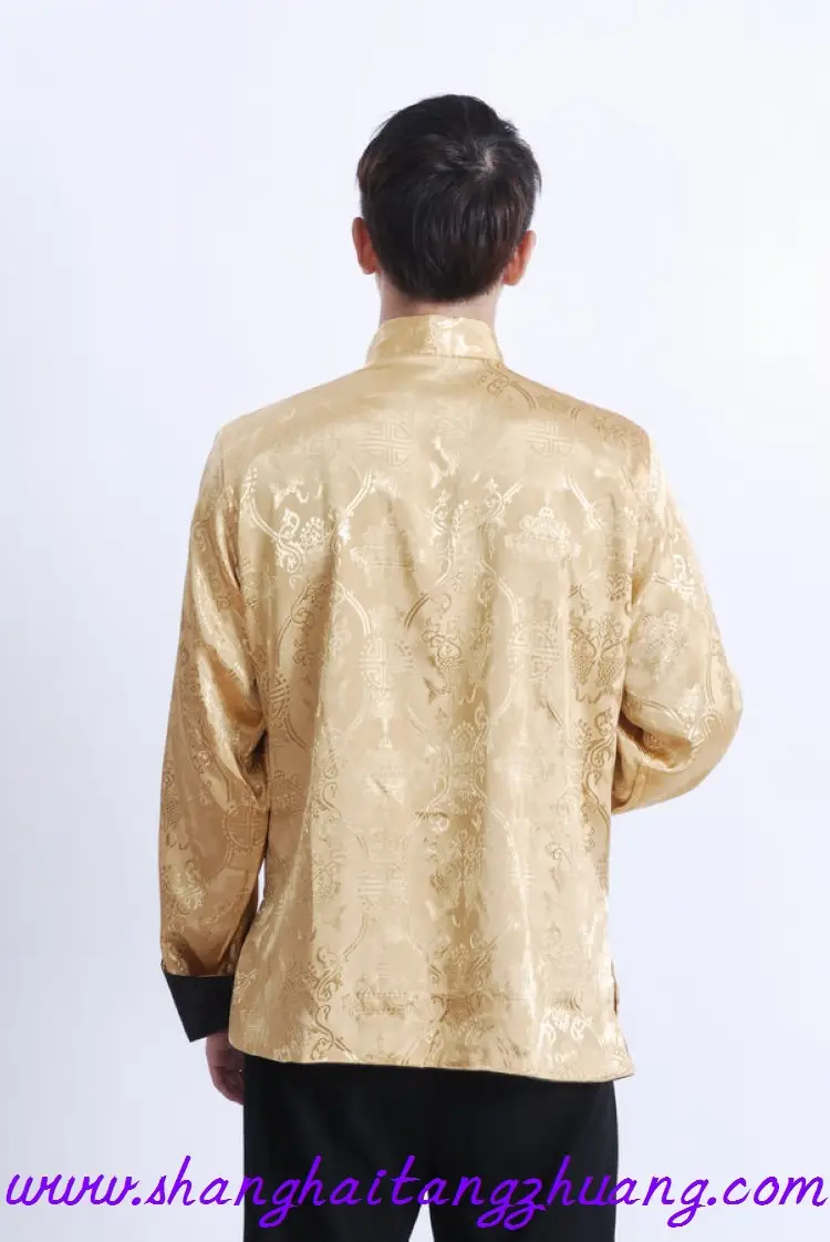 Men's Red & Gold Embroidered Silk Jacket Chinese Tang Suit — feature 9