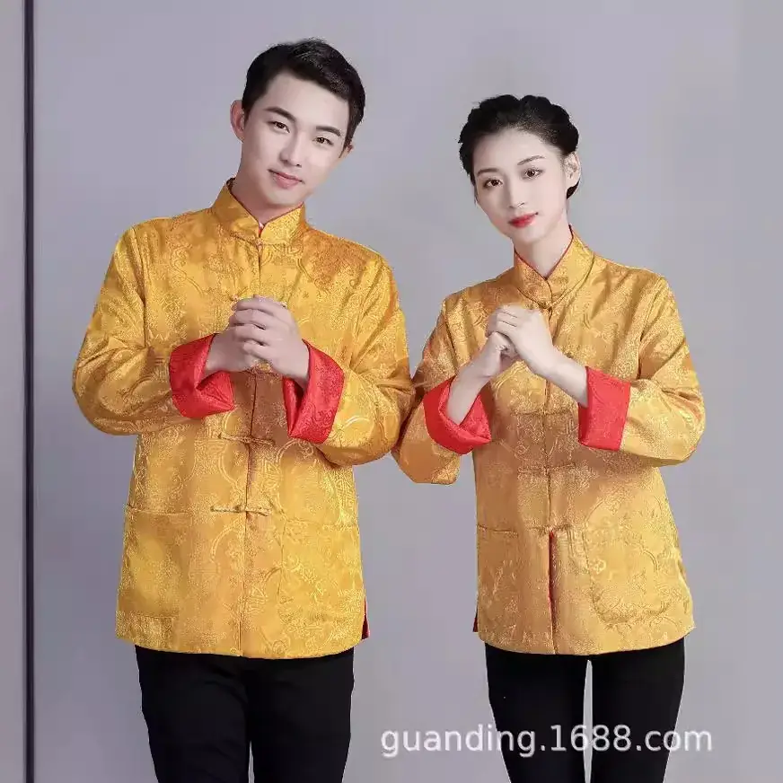 Tang-style Chinese Red Gold Long Sleeve Jacket - Image 17