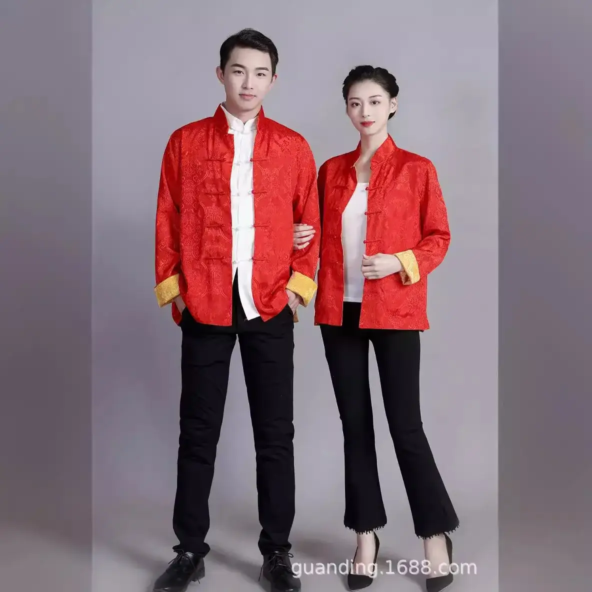 Tang-style Chinese Red Gold Long Sleeve Jacket - Image 18