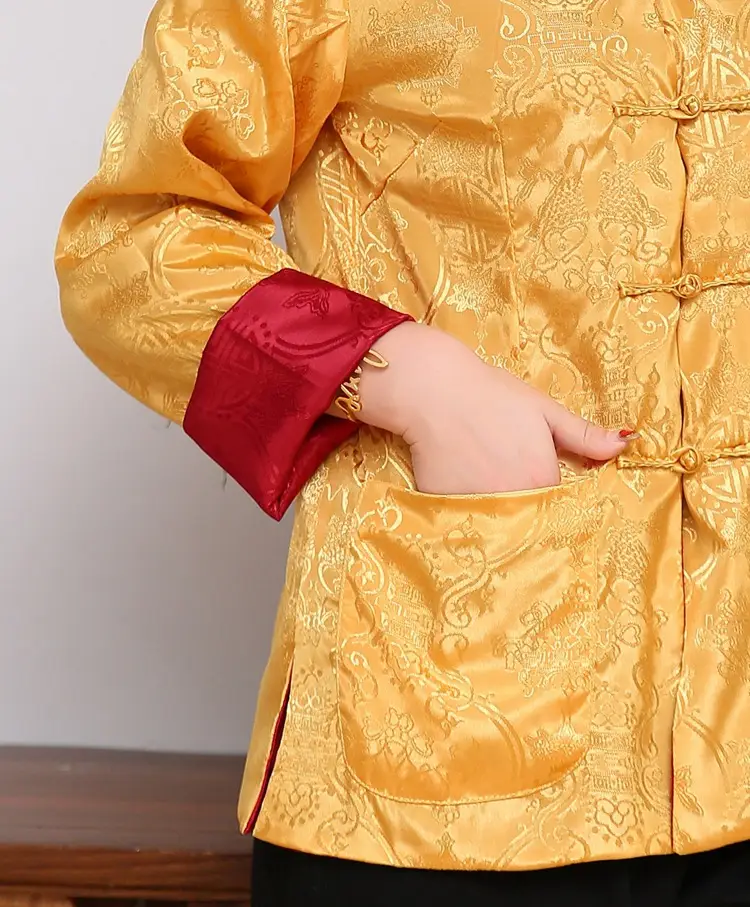 Tang-style Chinese Red Gold Long Sleeve Jacket — feature 35