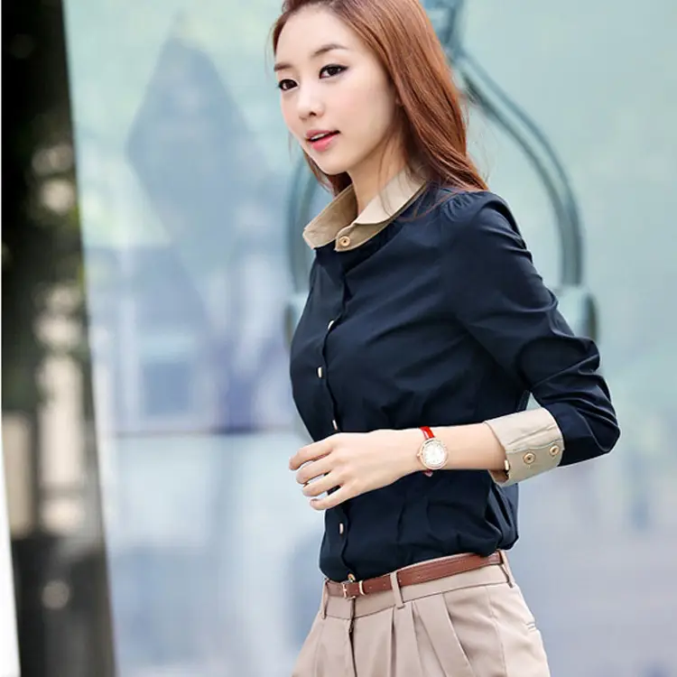 2025 Blue Long Sleeve Women's Shirt Large Size Korean Style - Image 10