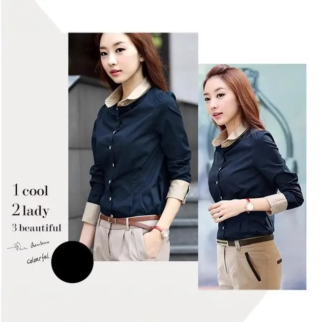 2025 Blue Long Sleeve Women's Shirt Large Size Korean Style - Image 11