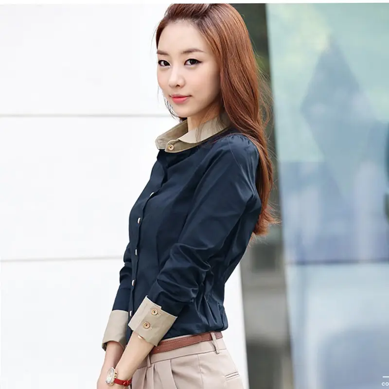 2025 Blue Long Sleeve Women's Shirt Large Size Korean Style - Image 12