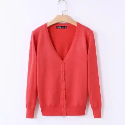 Women's Red Cardigan with Cross Necklace & Jeans Set - Image 13