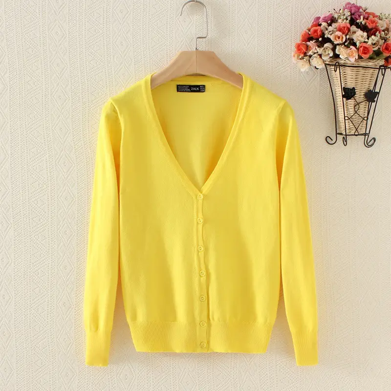 Women's Navy Knitted V-Neck Cardigan Large - Image 11