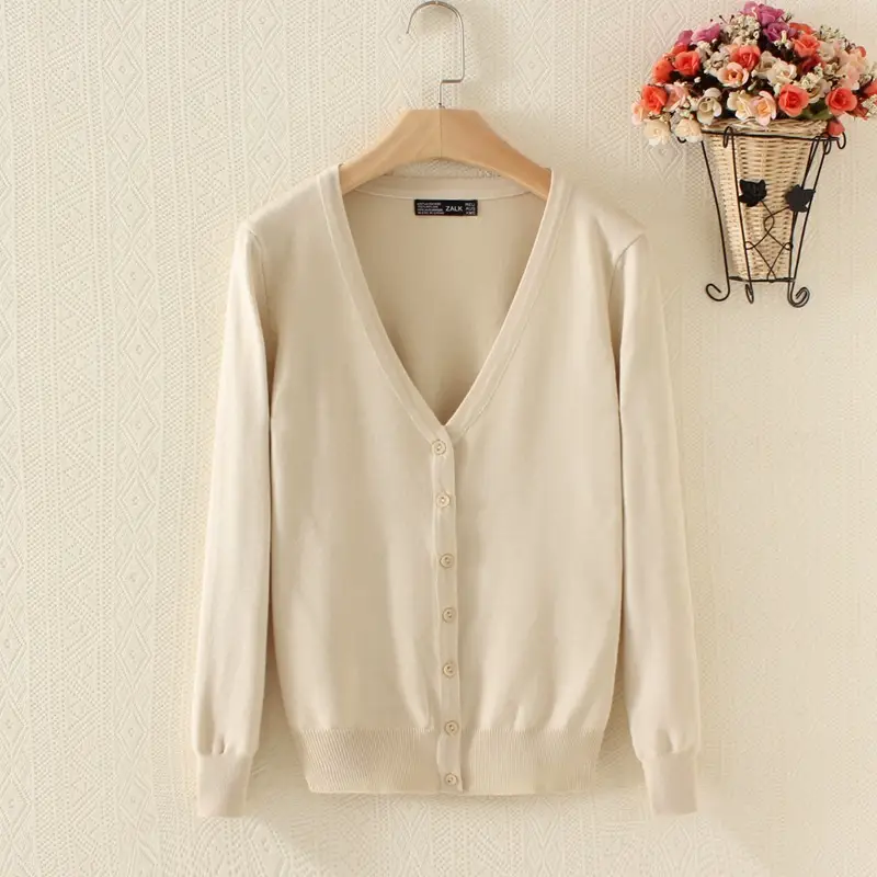 Women's Navy Knitted V-Neck Cardigan Large - Image 12