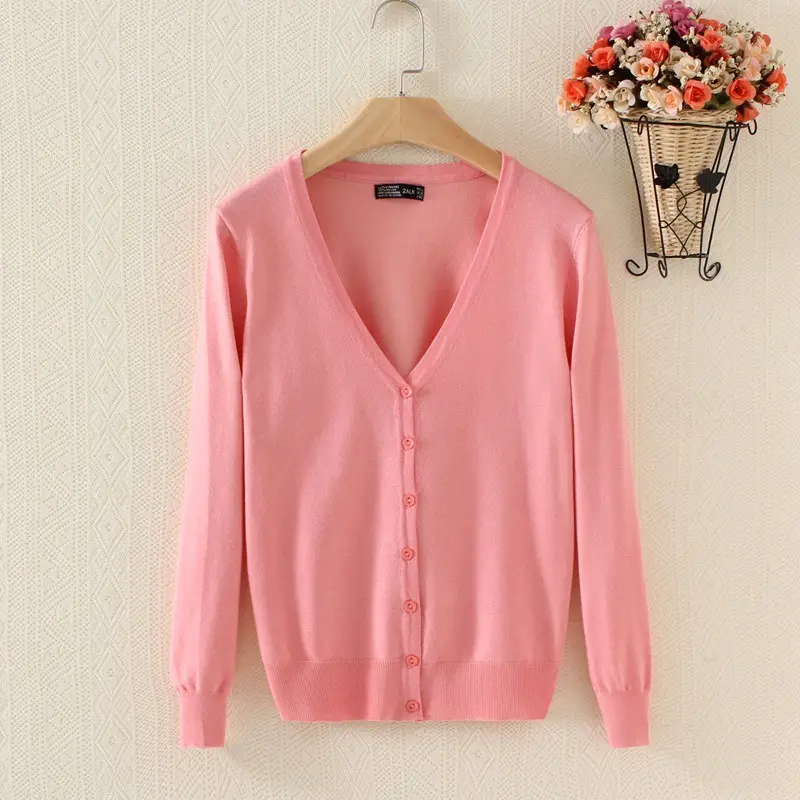 Women's Navy Knitted V-Neck Cardigan Large - Image 7