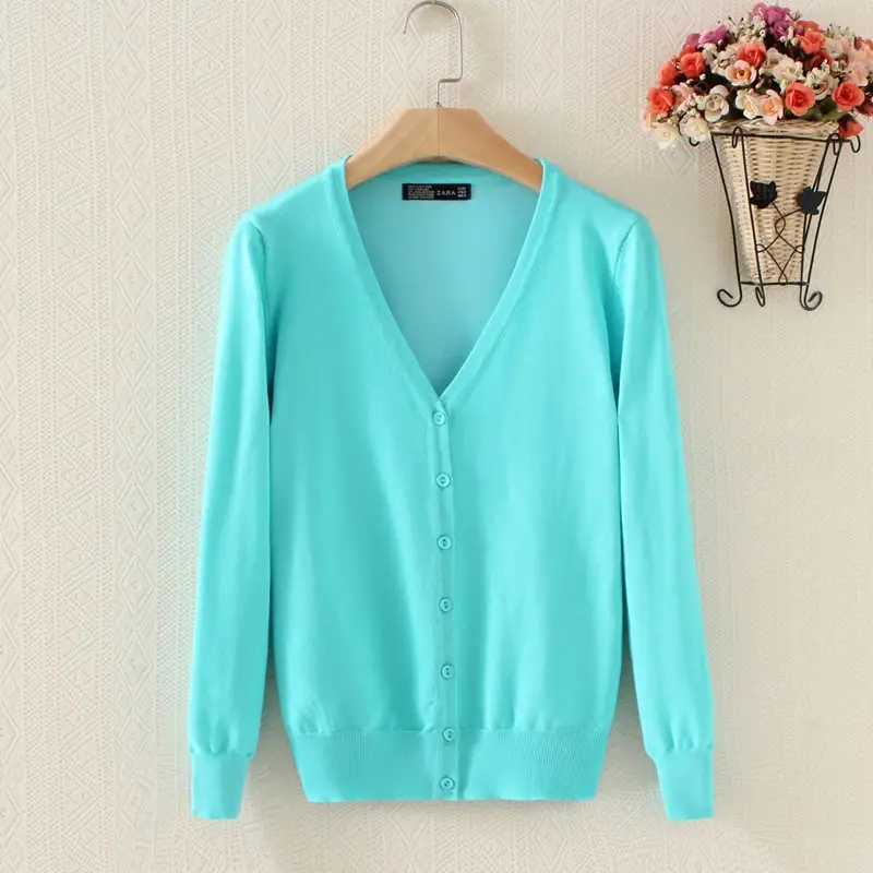 Women's Navy Knitted V-Neck Cardigan Large - Image 8