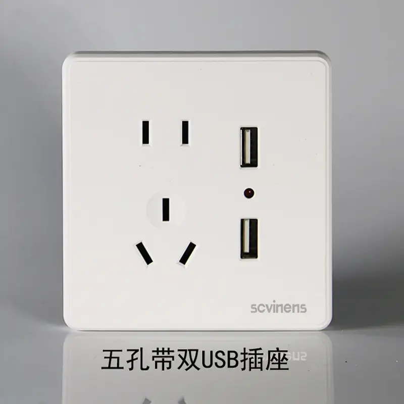 Five-hole double USB