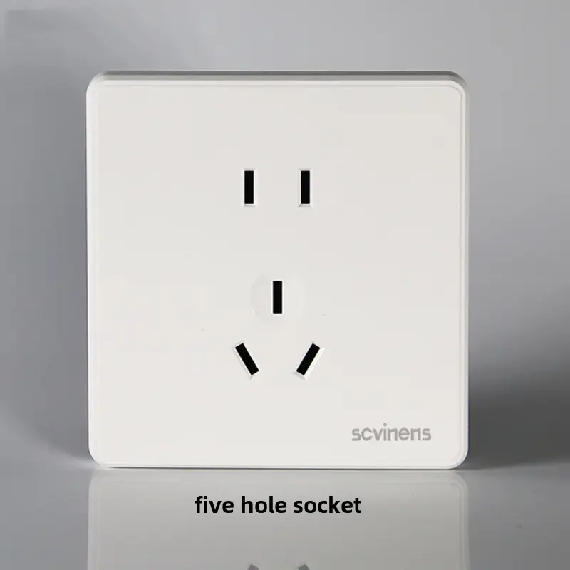 Household Concealed One-Open Double-Control Five-Hole Socket Panel Wholesale 86 Type One-Open Double-Link Wall Switch Energy-Saving