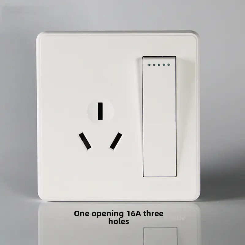 Household Concealed One-Open Double-Control Five-Hole Socket Panel Wholesale 86 Type One-Open Double-Link Wall Switch Energy-Saving
