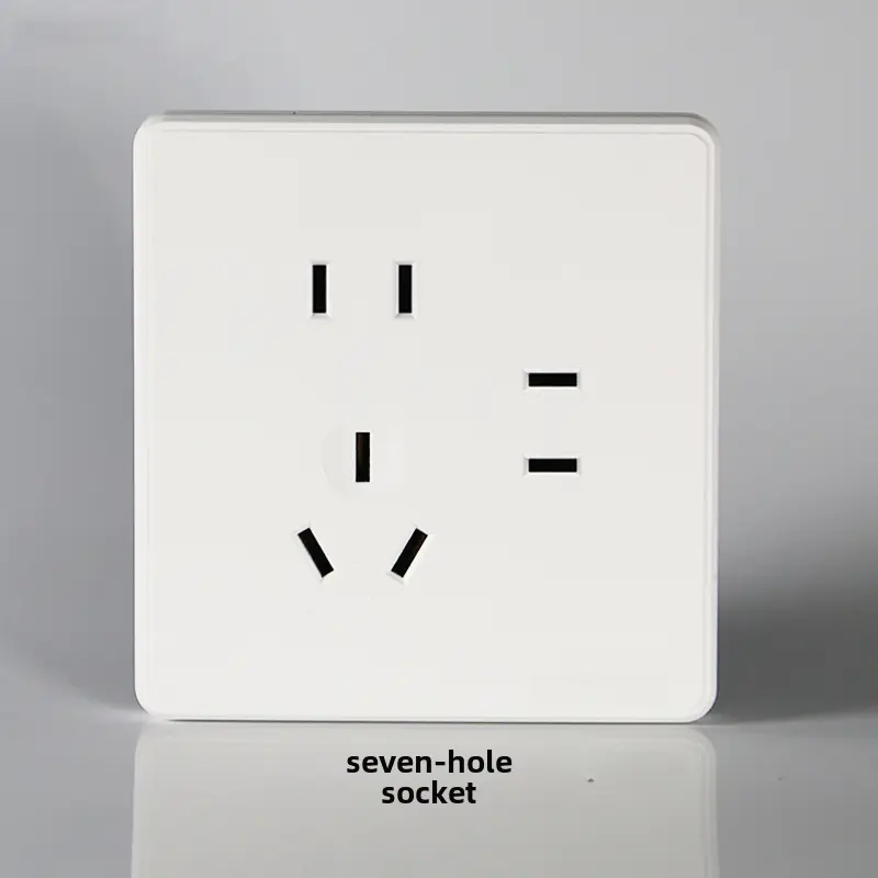 Household Concealed One-Open Double-Control Five-Hole Socket Panel Wholesale 86 Type One-Open Double-Link Wall Switch Energy-Saving