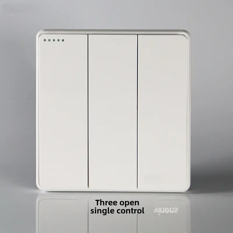 Household Concealed One-Open Double-Control Five-Hole Socket Panel Wholesale 86 Type One-Open Double-Link Wall Switch Energy-Saving