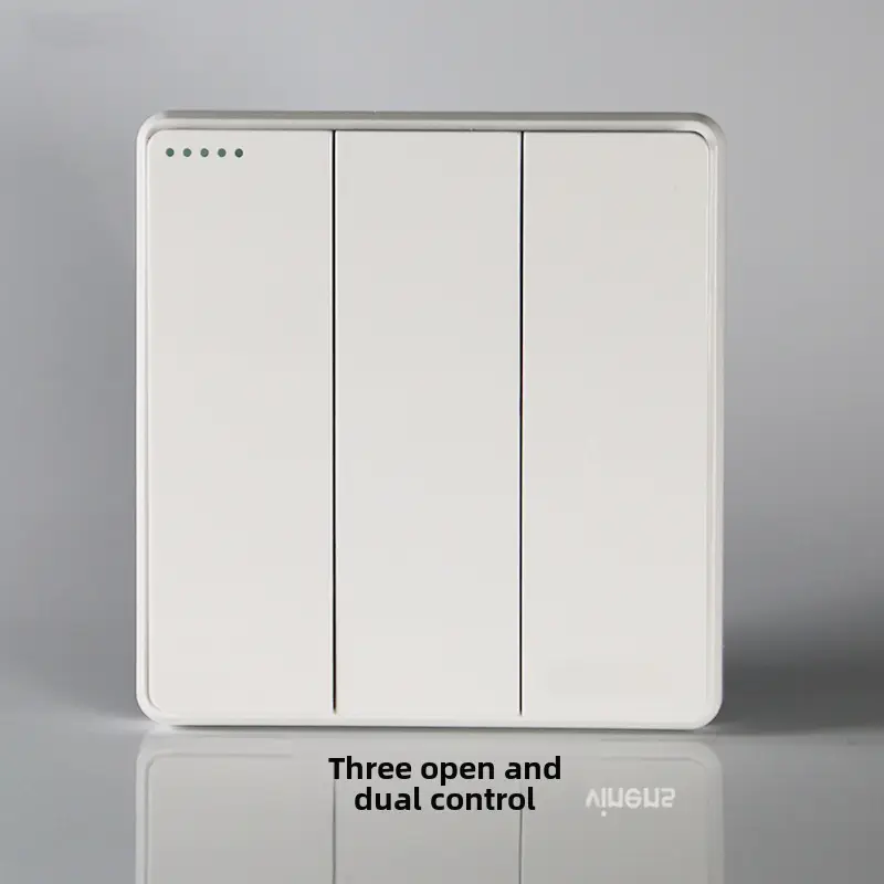 Household Concealed One-Open Double-Control Five-Hole Socket Panel Wholesale 86 Type One-Open Double-Link Wall Switch Energy-Saving