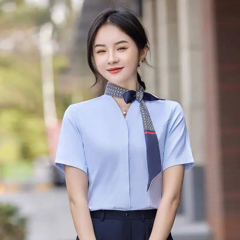Women Long Sleeve Shirt Set Light Blue Tooling Sales