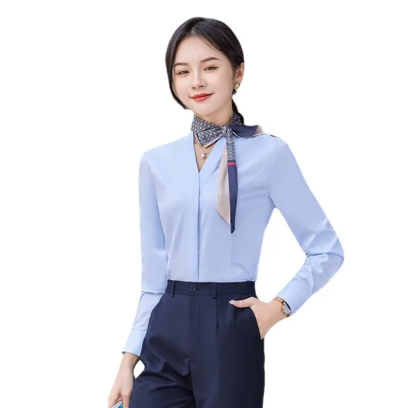 Women Long Sleeve Shirt Set Light Blue Tooling Sales