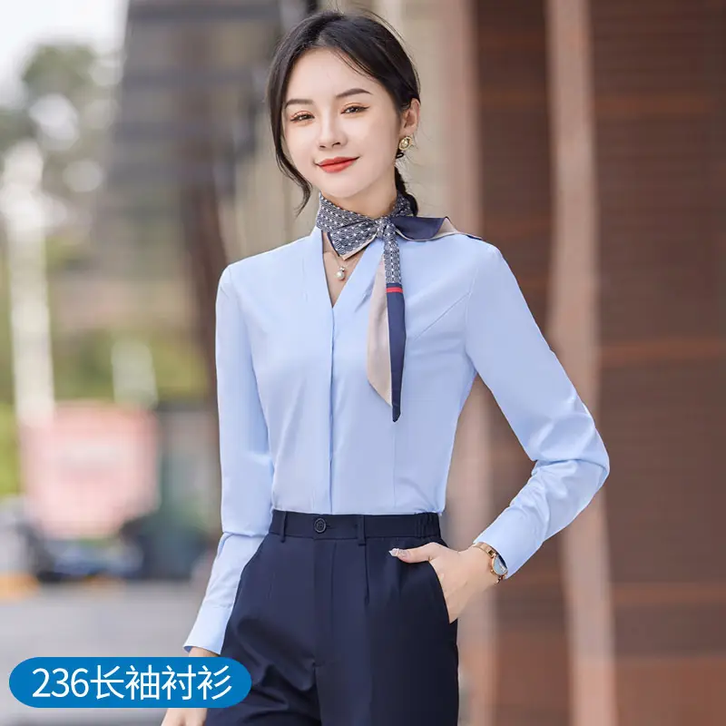 Women Long Sleeve Shirt Set Light Blue Tooling Sales