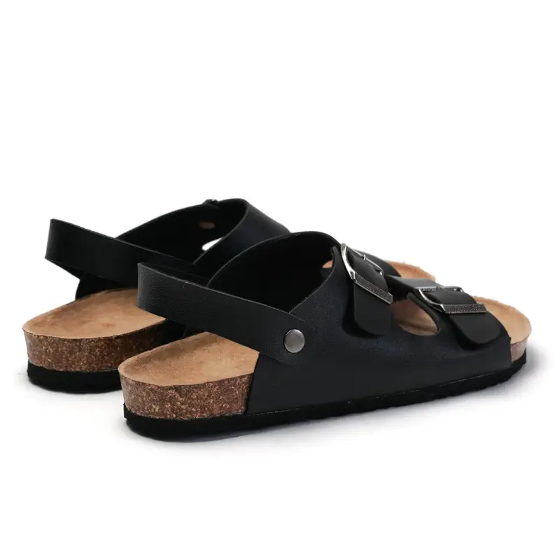 Men's Black Cork Strap Sandals Summer