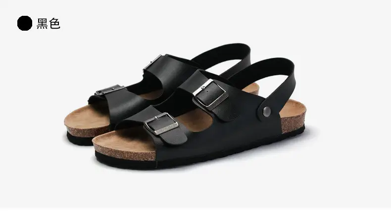 Men's Black Cork Strap Sandals Summer — feature 11