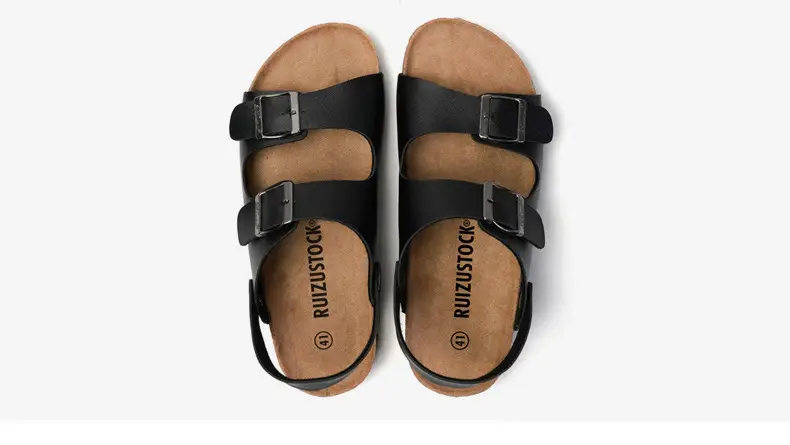 Men's Black Cork Strap Sandals Summer — feature 12