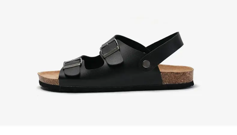 Men's Black Cork Strap Sandals Summer — feature 13