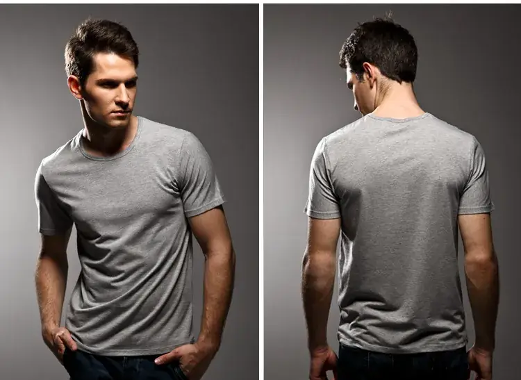 Men V-Neck Lycra T-Shirt Black White