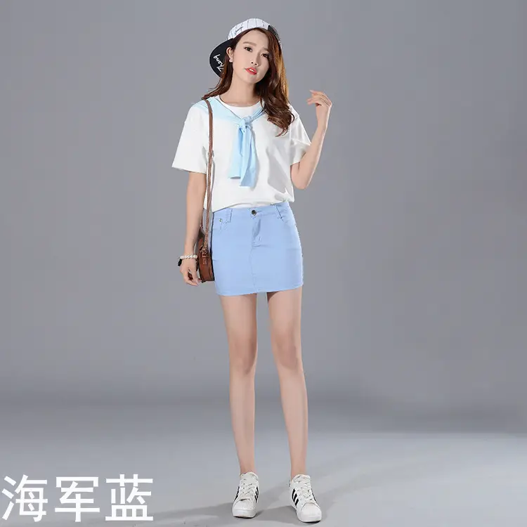 Women's Blue Denim Skirt Slim Fit Summer Wear